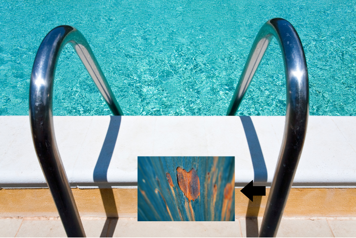 Ilustrai handle tangga, sering terkena korosi.