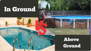 Ilustrasi kolam renang inground vs Above Ground.