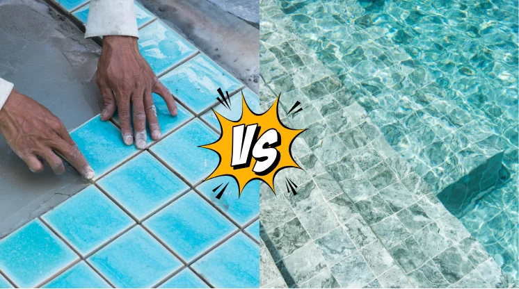 Mozaik dan keramik kolam renang. Ini perbedannya.