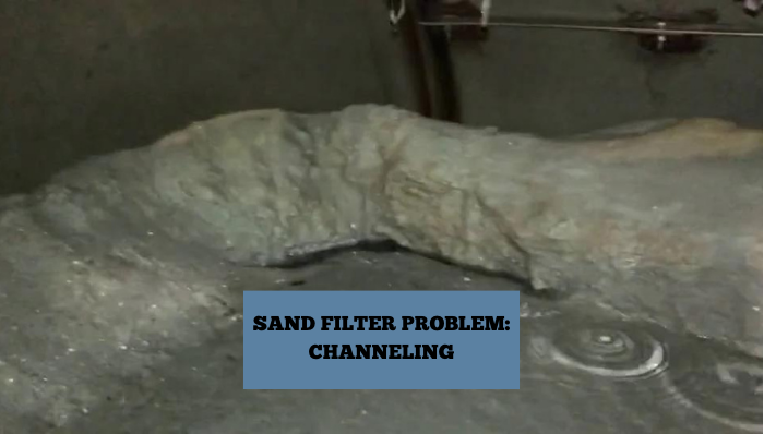Ilustrasi masalah channeling pada filter pasir kolam renang.