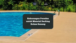 Ilustrasi menggunakan decking porselen di kolam renang. Ini kekurangan material tersebut.