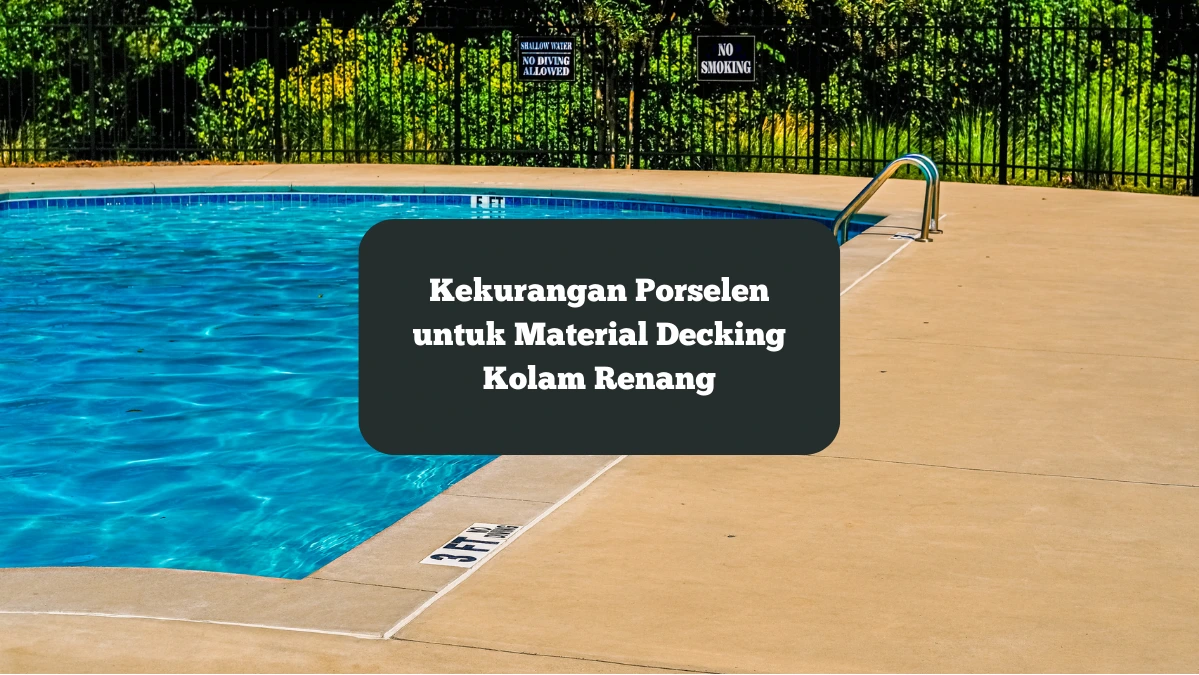 Ilustrasi menggunakan decking porselen di kolam renang. Ini kekurangan material tersebut.