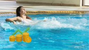 Ilustrasi orang bersantai di kolam terapi. Ini akan membuat bisnis anda untung.