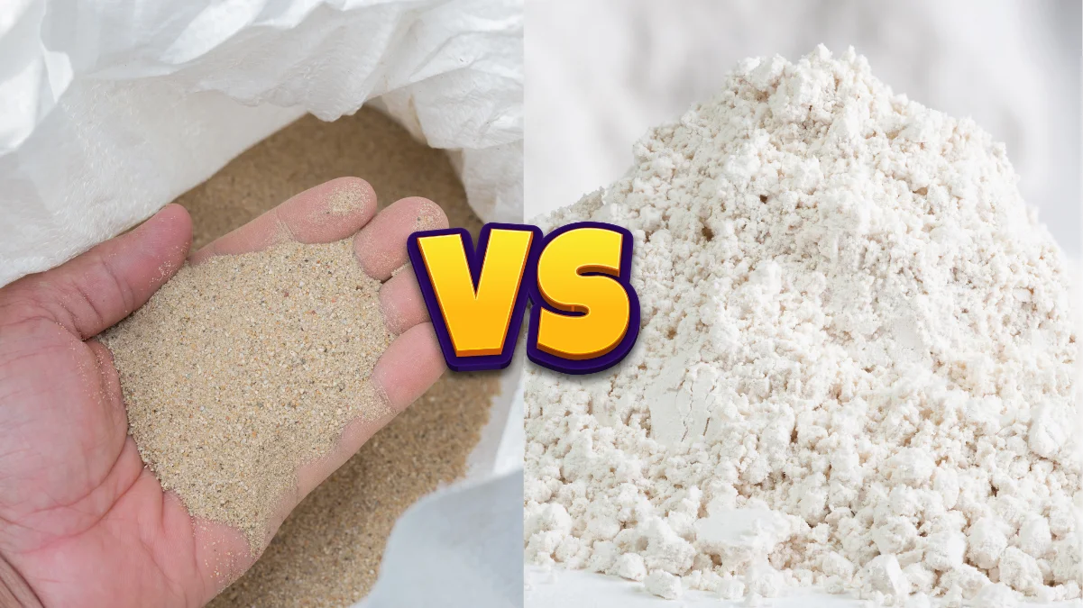 Ilustrasi pasir silika vs zeolit. Mana yang lebih baik untuk filter kolam renang.