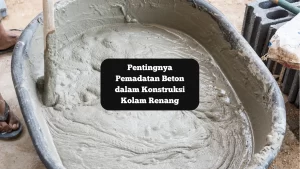 llustrasi coran beton. Ini pentingnya pemadatan beton dalam konstruksi kolam renang.