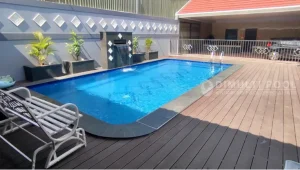 Ilustrasi berbagai fitur hardscape kolam renang. Ini yang bisa anda gunakan.