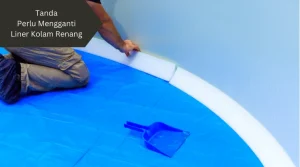 Ilustrasi mengganti liner kolam renang. Ini tanda melakukannya.
