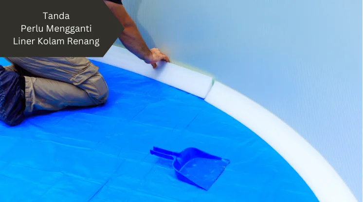 Ilustrasi mengganti liner kolam renang. Ini tanda melakukannya.