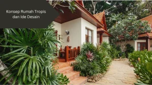 Ilustrasi rumah tropis. Ini konsep dan ide desain yang bisa dibuat.