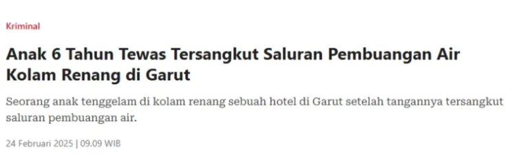 Bahaya Tersangkut di Drainase Kolam Renang, Jangan Lakukan Hal Ini!