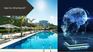 Ilustrasi teknologi dan kolam renang. Ini penjelasan tentang smartpool.