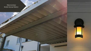 Ilustrasi kanopi dan lampu. Ini berbagai model lampu kanopi yang bisa dipilih.