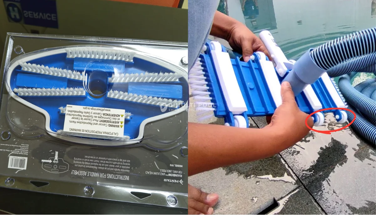 Vacuum head kolam renang. Ini semua penjelasan tentang roda vacuum head patah.