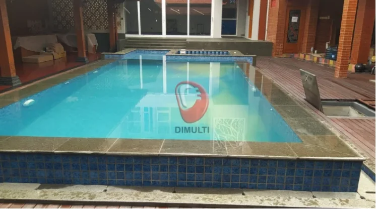 Treatment awal kolam renang ukuran 4x8 menggunakan air gunung