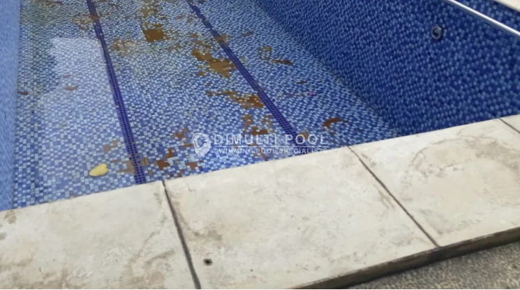 Flek hitam pada bibir kolam renang batu paras jogja