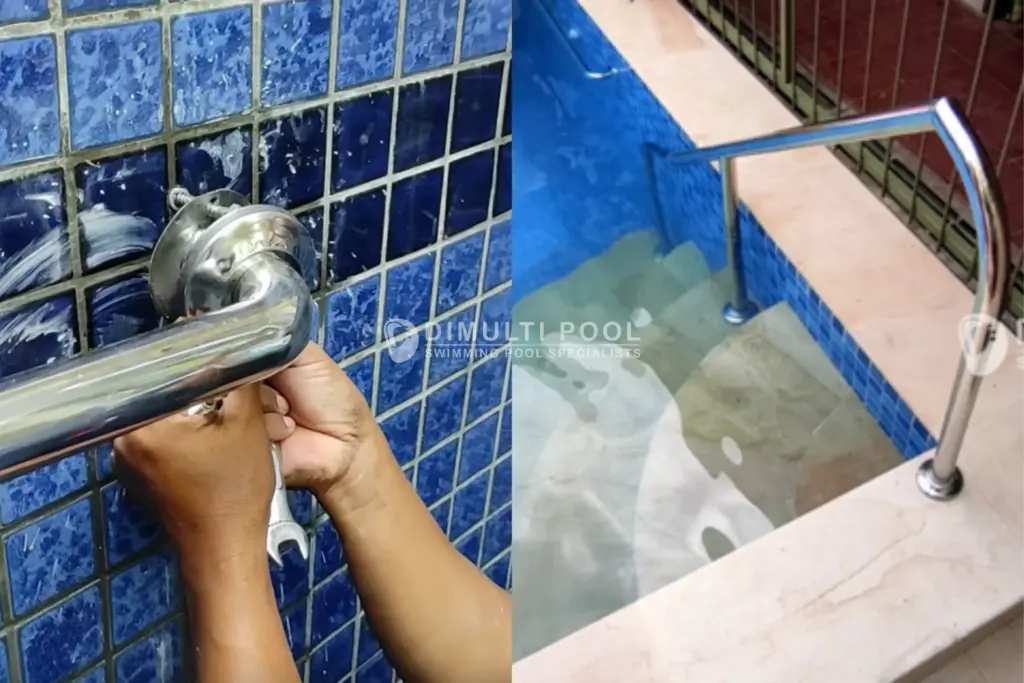 Pemasangan handrail kolam renang. Ini semua yang perlu diketahui.