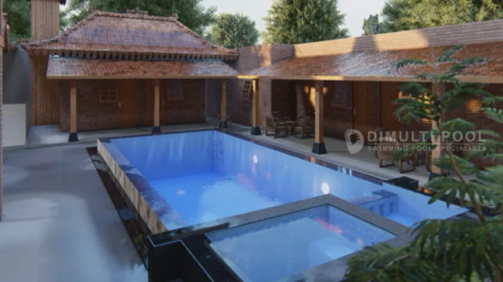 Desain proyek jasa pembuatan kolam renang Lubuk Linggau. Ini proses selengkapnya.